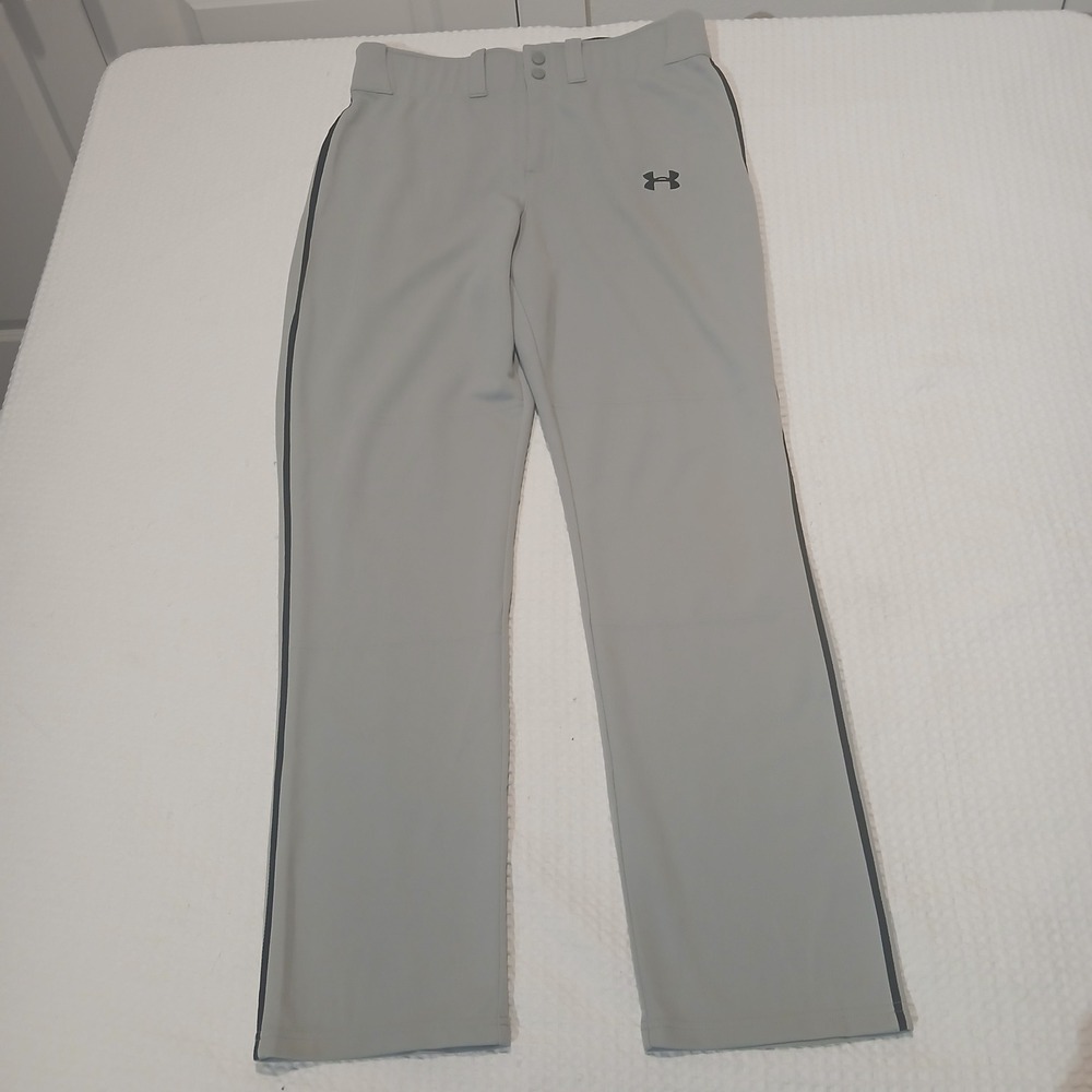 Under Armour Mens Gray Loose Fit Baseball Pants Piping Size Large LG/G 30 Inseam